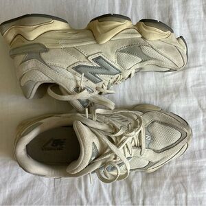 New Balance 9060 Off-White and Gray Athletic Shoes